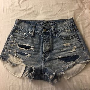 High waist destroyer denim shorts